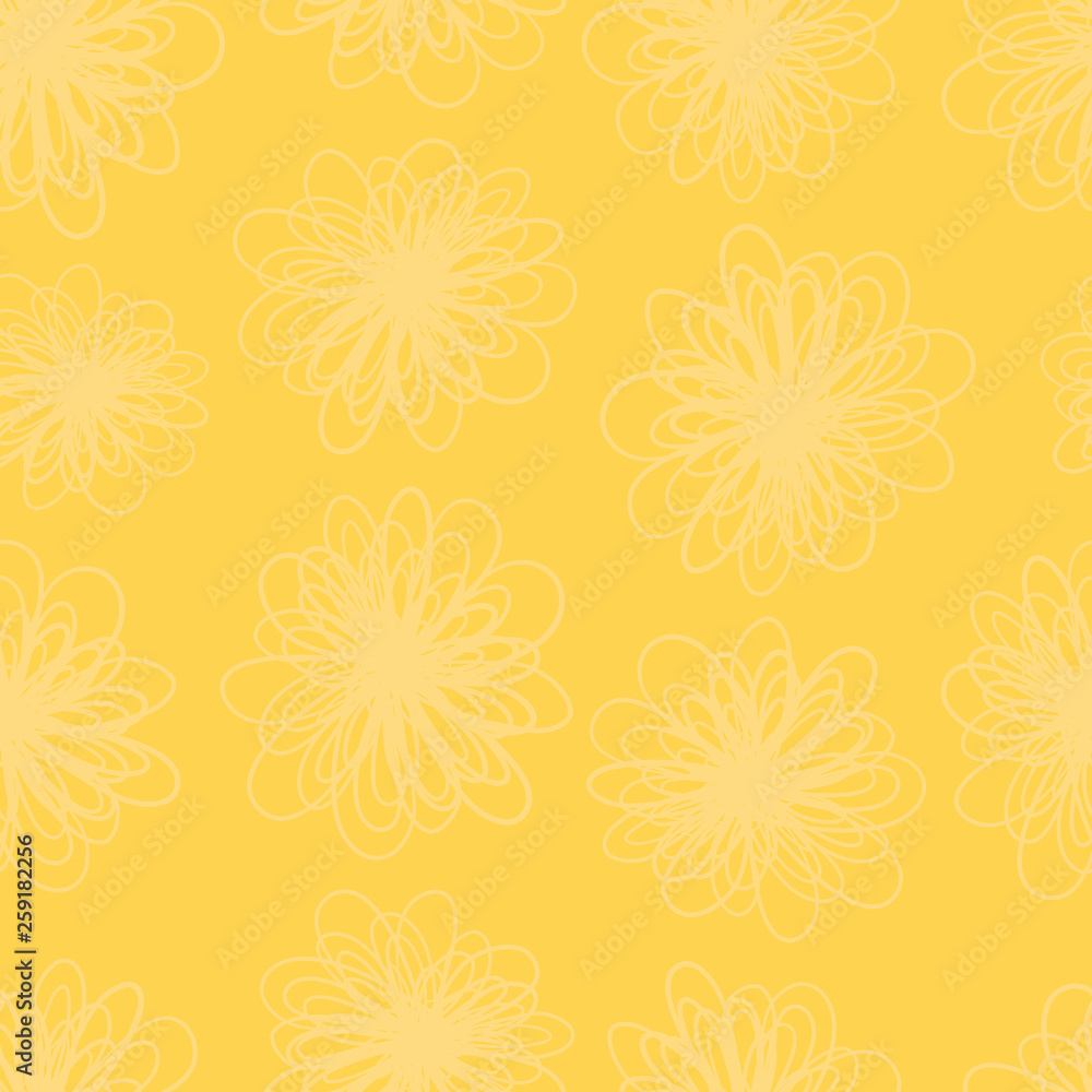 Yellow flower texture seamless vector background. Repeating pattern of