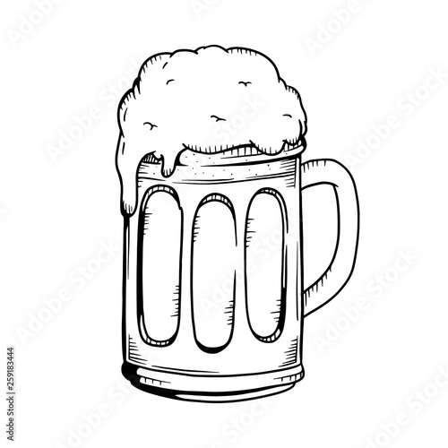 Beer illustration. Beer line drawing