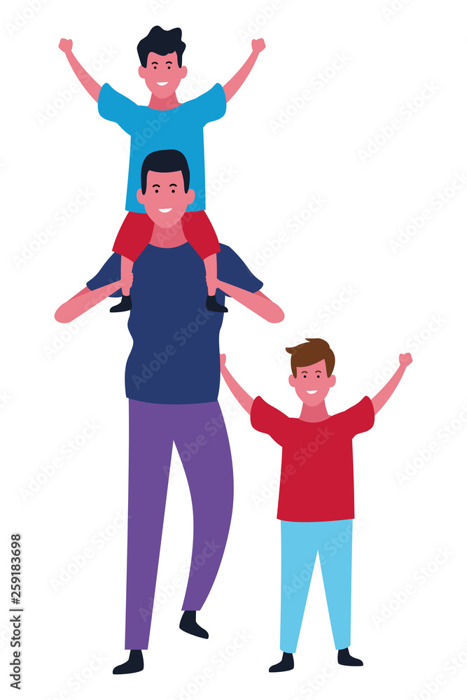 Family and kids cartoons isolated Family and kids cartoons isolated