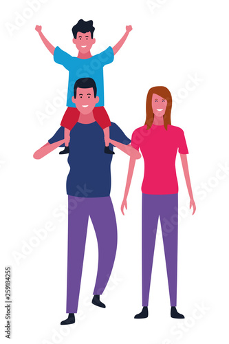 Family and kids cartoons isolated