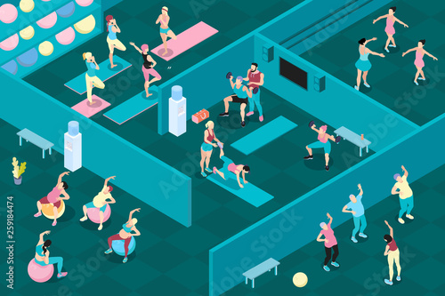 Gym Horizontal Isometric Illustration