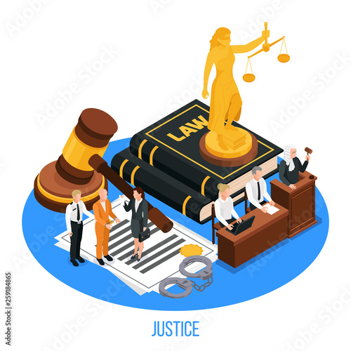 Law Justice Isometric Composition