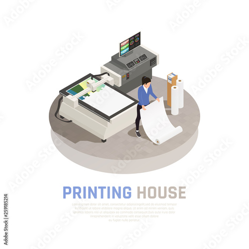 Isometric Printing House Polygraphy Composition