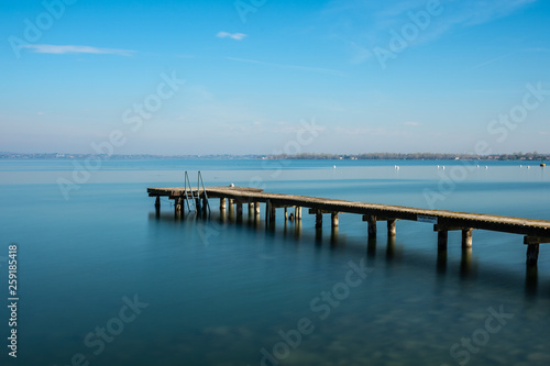 View of the Italian town of Sirmione and Lake Garda