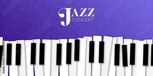 Jazz music event banner with piano background