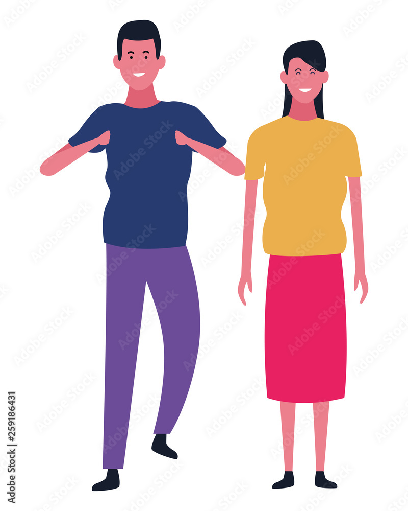 Young couple cartoon isolated Young couple cartoon isolated