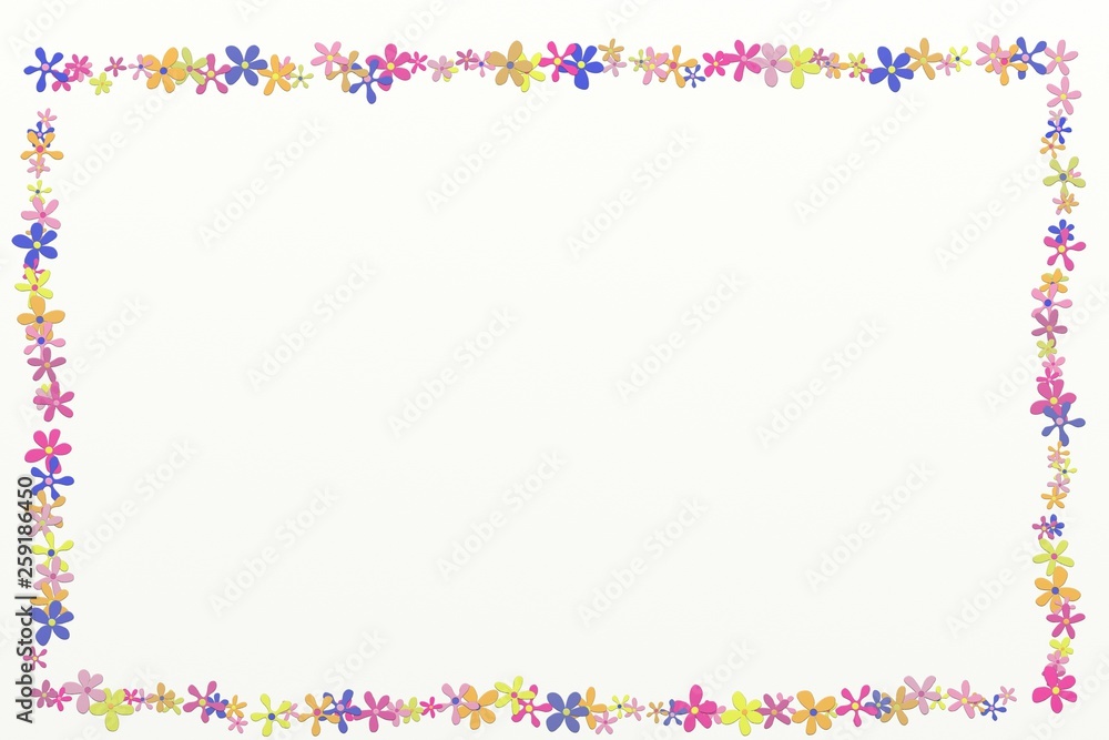 Frame with colorful daisy heads on the white background Frame with colorful daisy heads on the white background