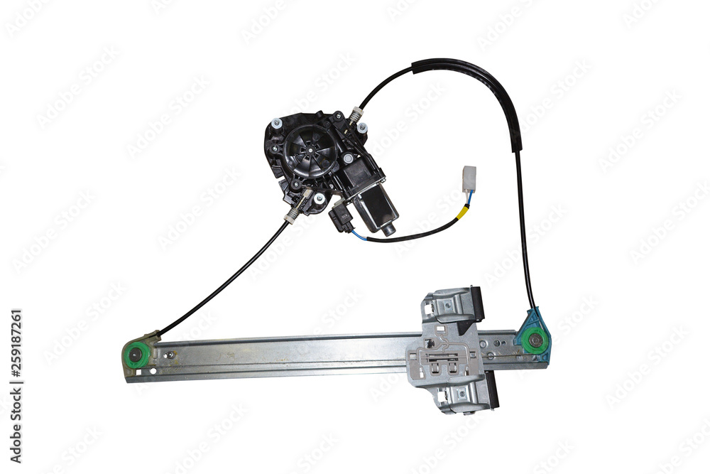 Car door window mechanism isolated on white background Car door window mechanism isolated on white background