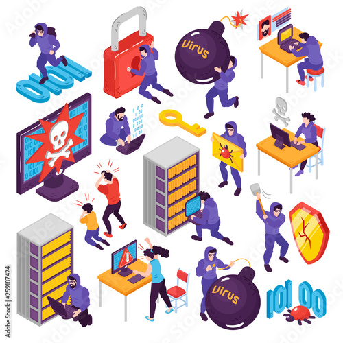 Hacker Isometric Concept Set