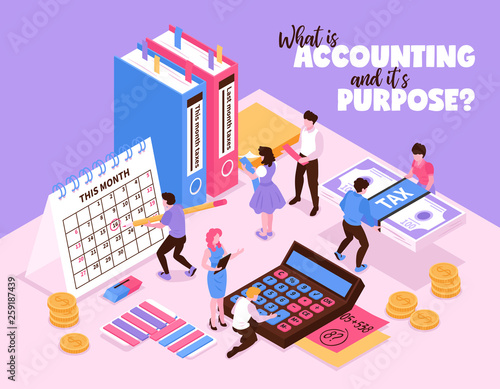 Isometric Accounting Background Concept