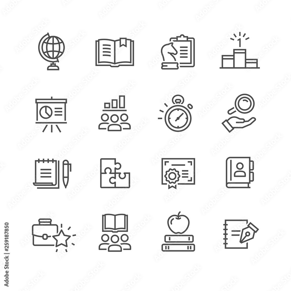vector icons of school subjects