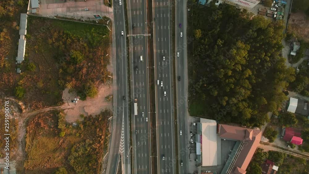 Aerial view Night Expressway, toll way, highway, roads in the city. Aerial view Night Expressway, toll way, highway, roads in the city.