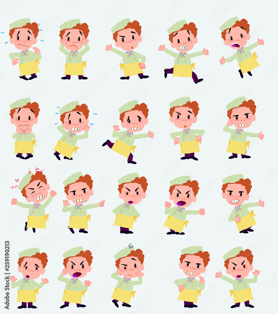 Cartoon character chef. Set with different postures, attitudes and poses, always in negative attitude, doing different activities in vector vector illustrations. Cartoon character chef. Set with different postures, attitudes and poses, always in negative attitude, doing different activities in vector vector illustrations.