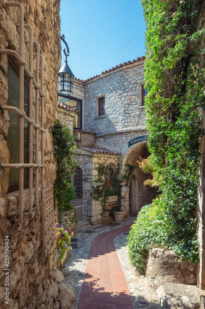 The entrance to the hotel The golden goat in the picturesque French village of Eze