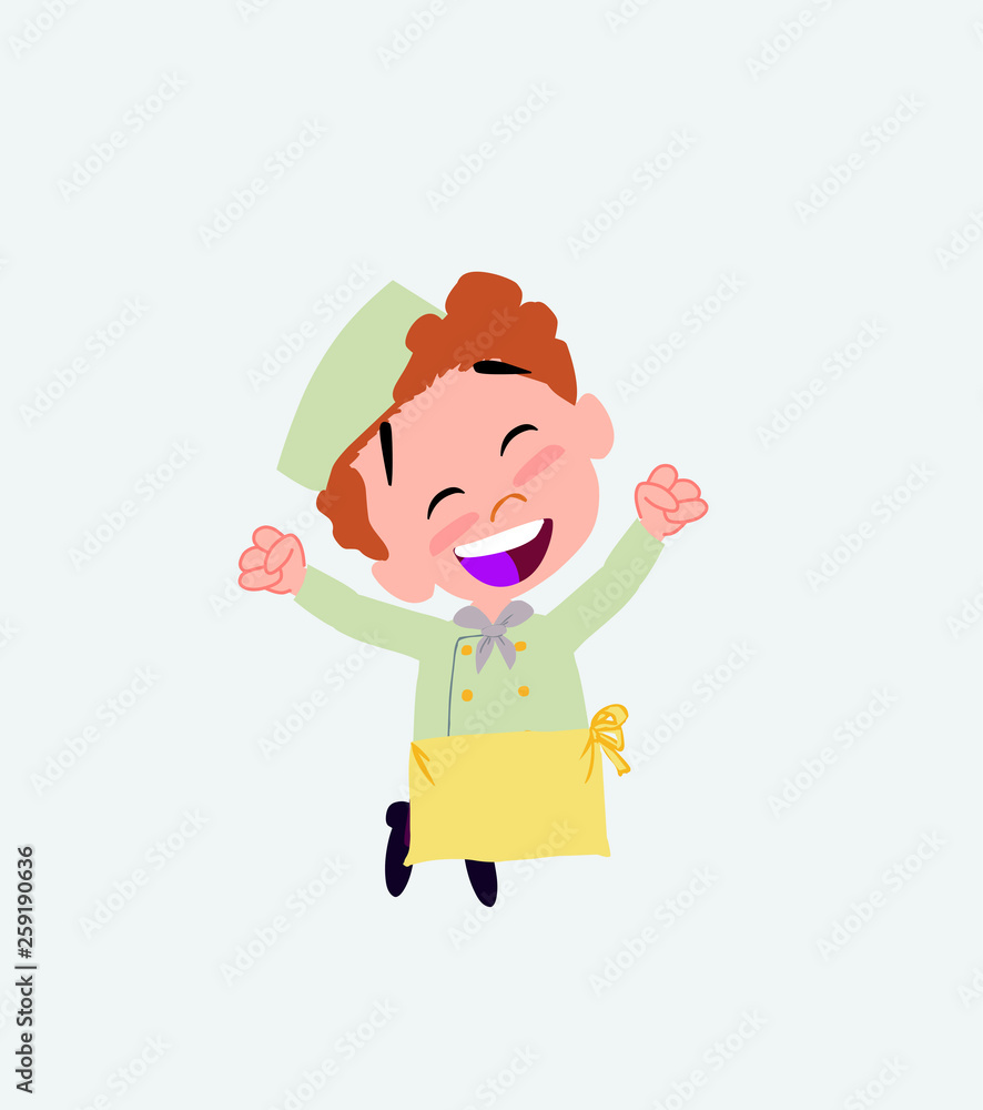 Chef jumping for joy. Chef jumping for joy.
