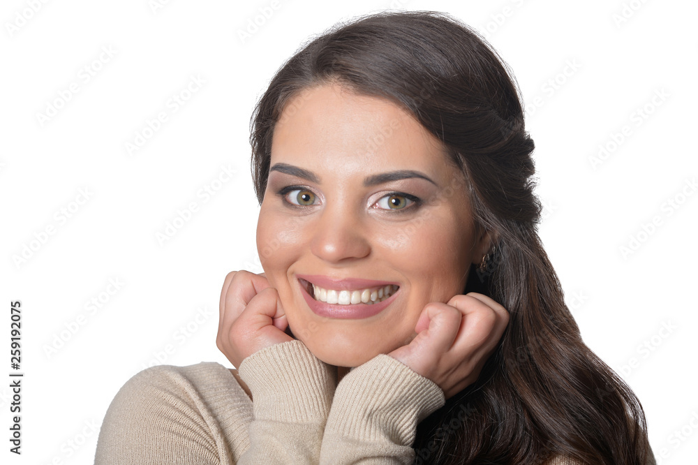 Portrait of young woman with dark lond hair Portrait of young woman with dark lond hair
