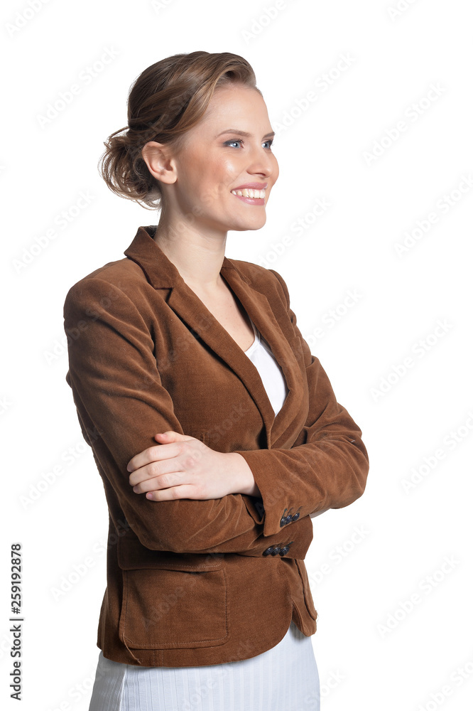 Portrait of beautiful young businesswoman posing isolated on white Portrait of beautiful young businesswoman posing isolated on white