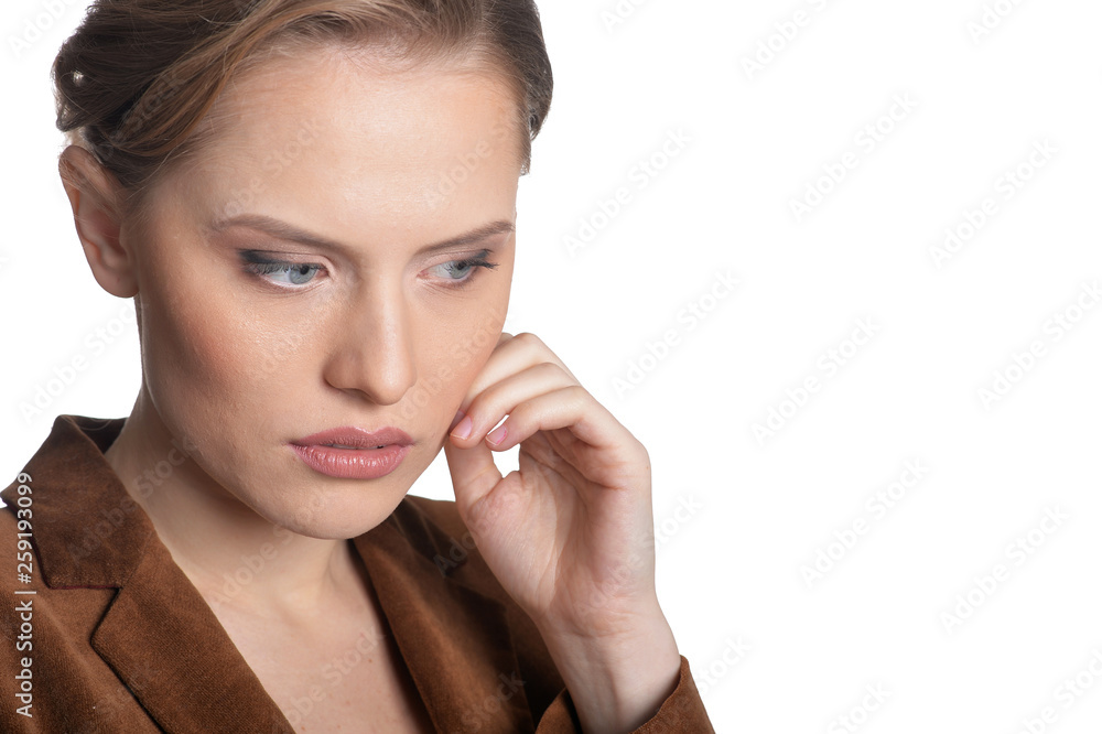 Portrait of beautiful young businesswoman posing isolated on white Portrait of beautiful young businesswoman posing isolated on white