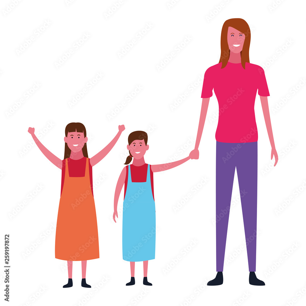 Family and kids cartoons isolated Family and kids cartoons isolated