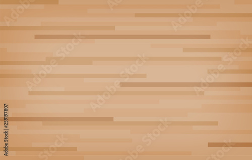 Hardwood maple basketball court floor viewed from above. Wooden floor pattern and texture. Vector.