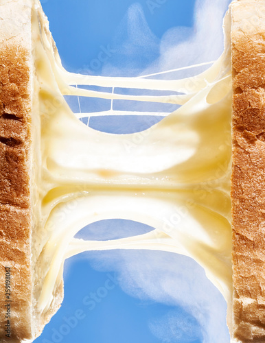 Close up of cheese pull