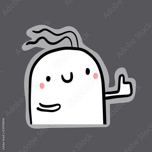 Good hand drawn sticker illustration with cute marshmallow