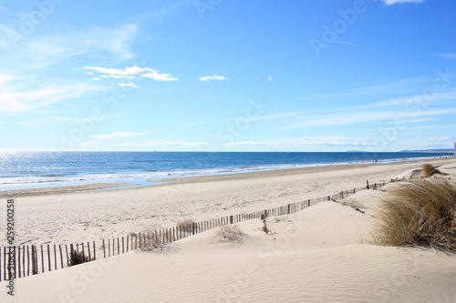 Amazing Sandy beach in Camargue region  in the South of France