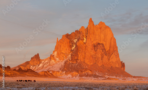 shiprock at sunset photo