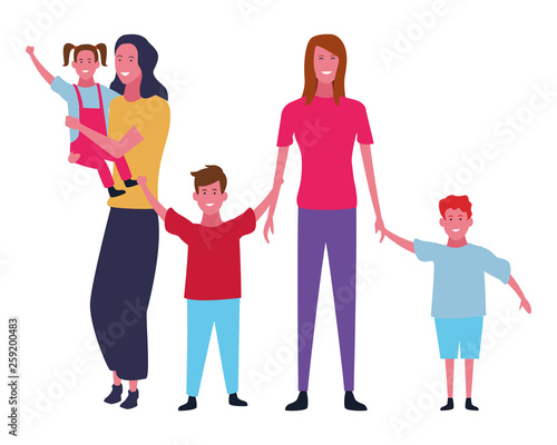 Family and kids cartoons isolated