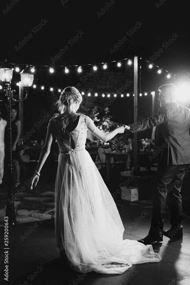 Beautiful wedding couple dancing