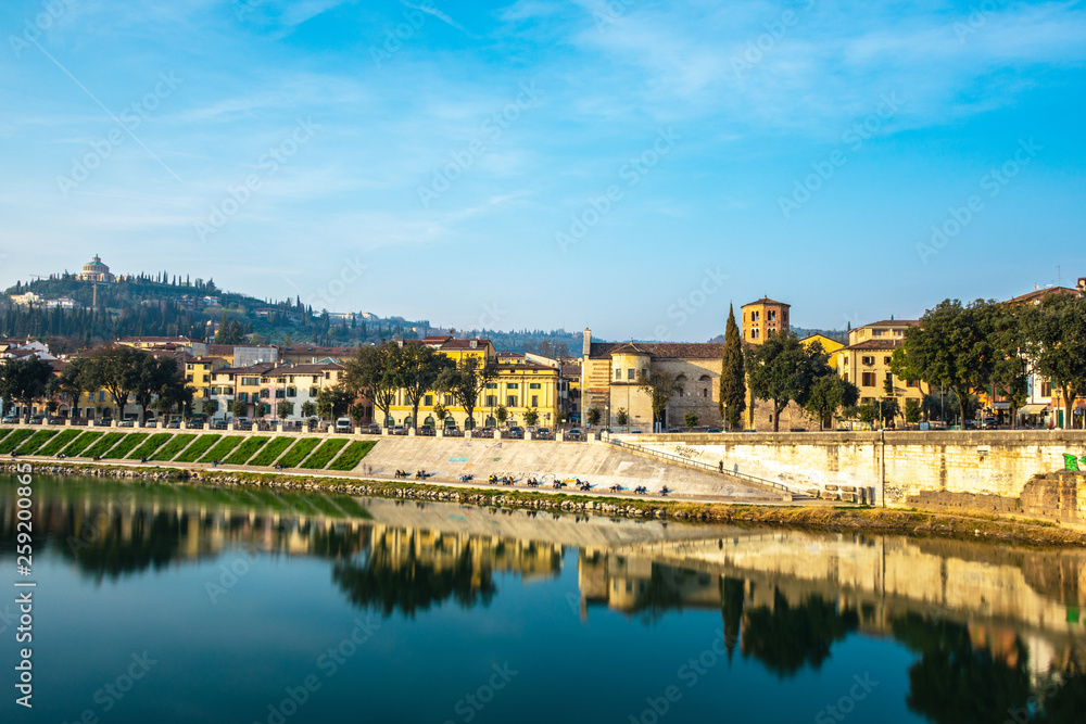 Panoramic view of Verona on Adige river. Veneto region. Italy