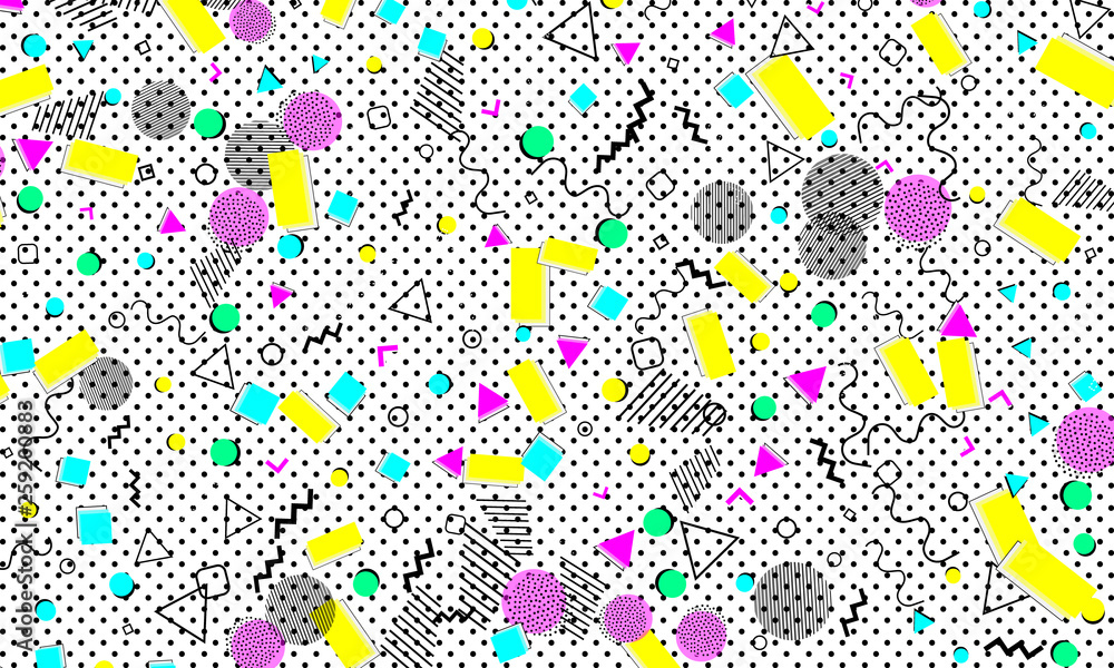 Pop art color background. Memphis pattern
