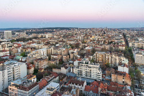Belgrade, Serbia March 31, 2019: Panorama of Belgrade. The photo shows the Belgrade municipalitys of Palilula, Vracar and Zvezdara.
