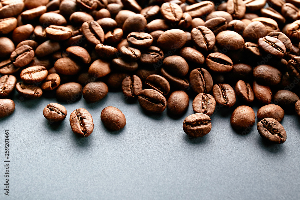 Scattered coffee beans frame design on copy space background. Scattered coffee beans frame design on copy space background.