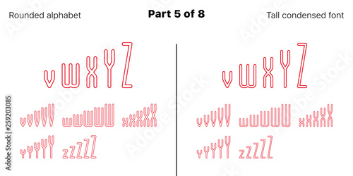 Condensed outlined sans serif font Rounded, Vector