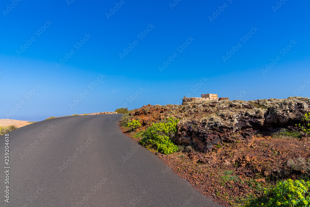 Spain, Lanzarote, Road to ancient castle santa barbara on guanapay mountain