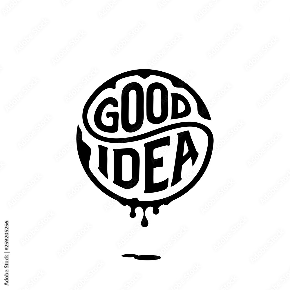 Good idea circle lettering with ink white Vector illustration Good idea circle lettering with ink white Vector illustration