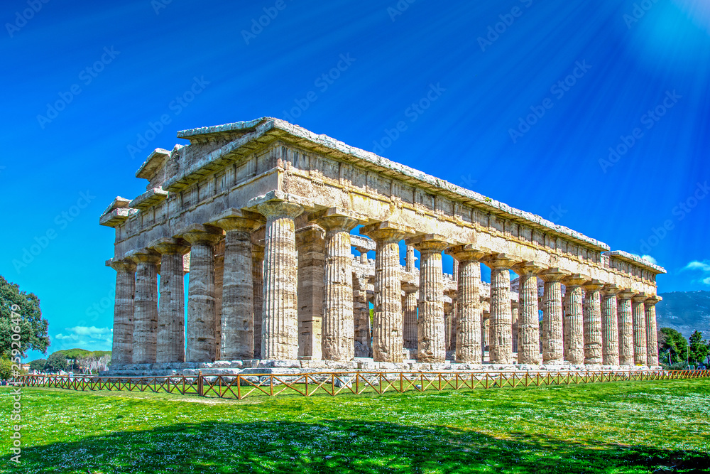 Ancient greek temple ruin at Paestum, southern Italy
