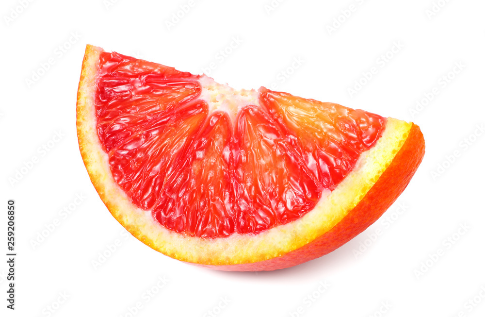Slice of red blood orange isolated on white background Slice of red blood orange isolated on white background
