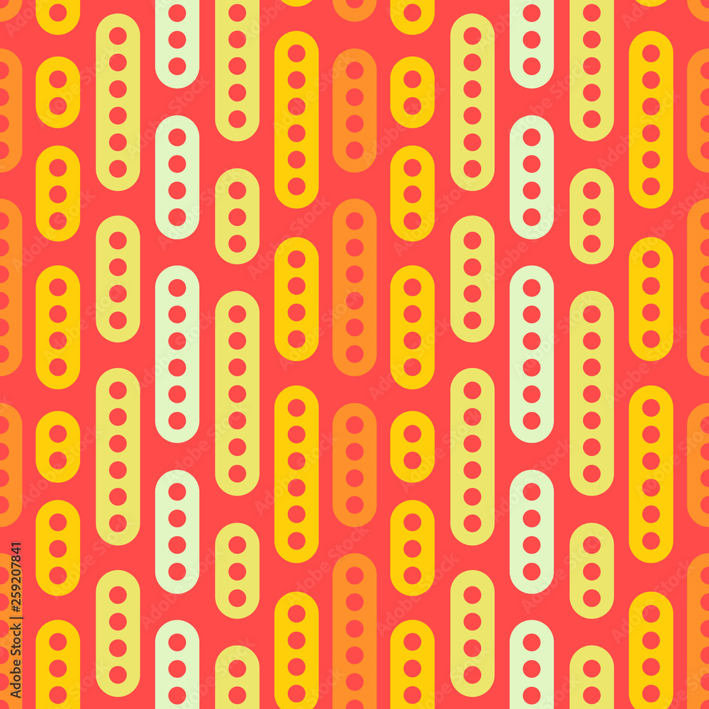 Abstract geometric vector seamless pattern. Simple light ornament on orange background. Can be printed and used as wrapping paper, wallpaper, textile, fabric, etc. Abstract geometric vector seamless pattern. Simple light ornament on orange background. Can be printed and used as wrapping paper, wallpaper, textile, fabric, etc.