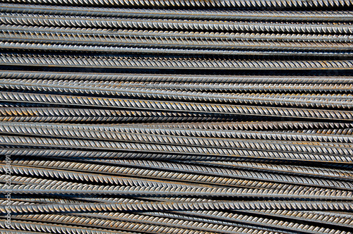 Close-up on reinforcing steel. Steel reinforcement close-up.