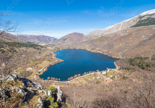 Lake Scanno (L'Aquila, Italy) - When nature is romantic: the heart - shaped lake on the Apennines mountains, in Abruzzo region, central Italy