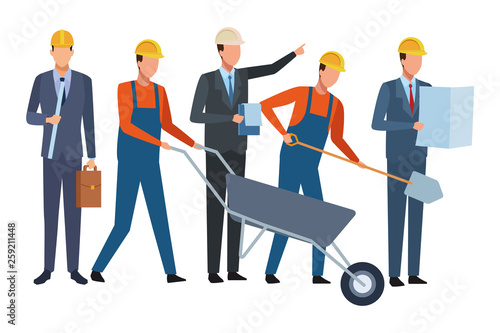 Construction workers workers tools