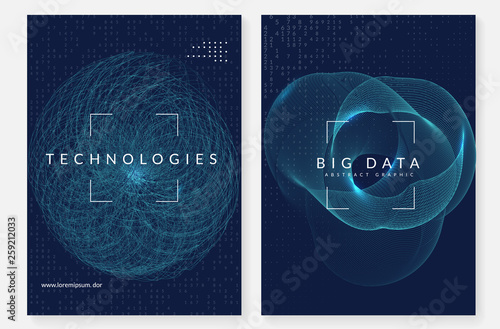 Big data background. Technology for visualization, artificial intelligence, deep learning and quantum computing. Design template for system concept. Cyber big data backdrop.