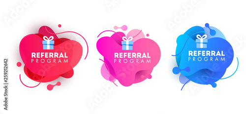 Refer a friend. Set of badges, icons.