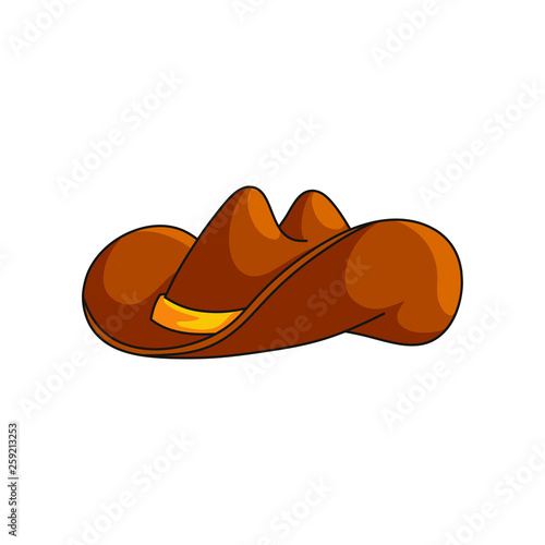 Broad-brimmed cowboy hat wild west symbol isolated on white background