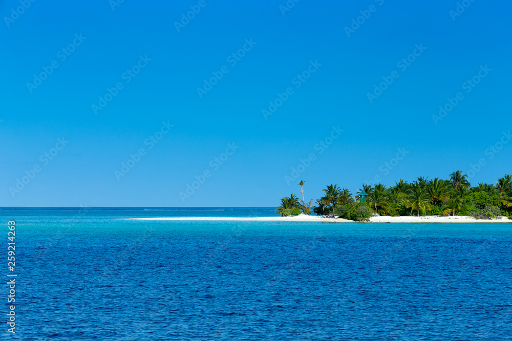 tropical Maldives island with white sandy beach and sea