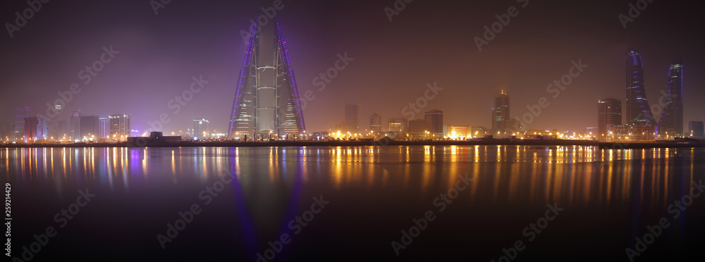 A panoramic view of Bahrain skyline from Bahrain bay