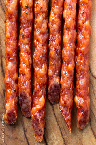 Kabanos.Traditional Polish thin dry smoked sausage.