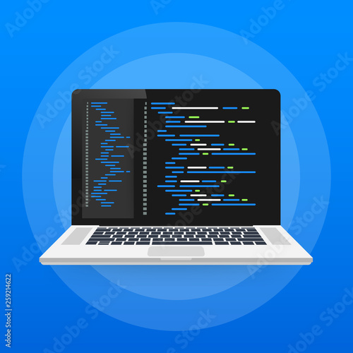 Digital java code text. Computer software coding vector concept. Programming coding script java, digital program code on screen illustration. Vector illustration.